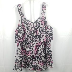 Tiered Thin Straps Lined Blouse